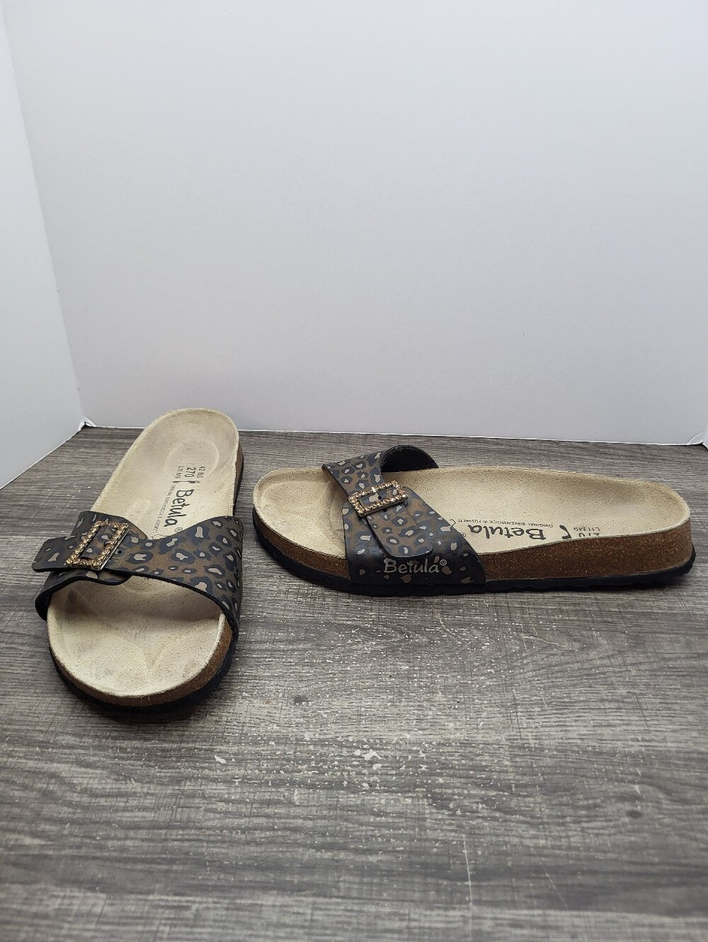 Betula Birkenstock Bling Slide Multicolor Sandals Cheetah Print Womens Size 11 N